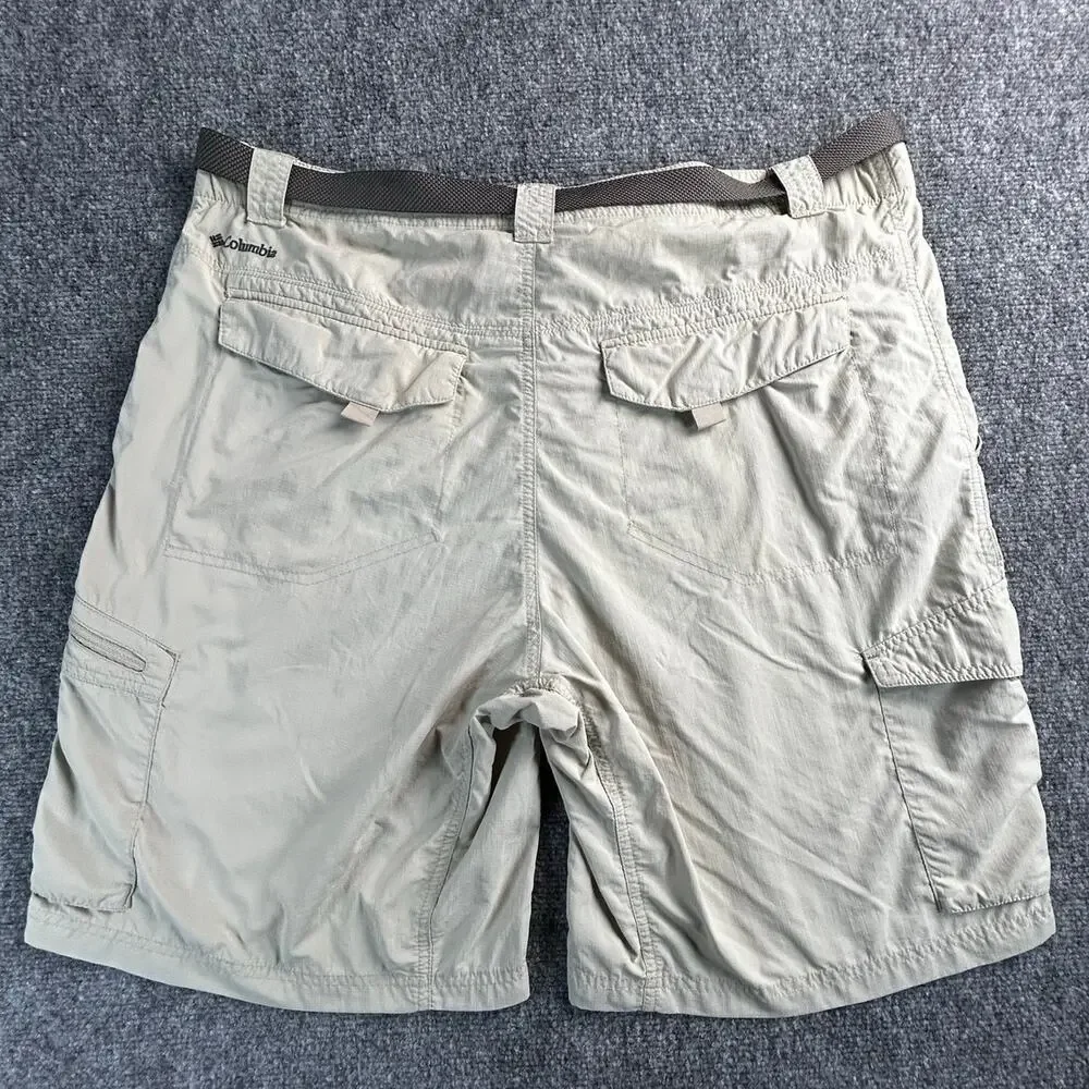 Columbia PFG Omni-Shade Cargo Fishing Shorts Men's 36W Khaki Belted